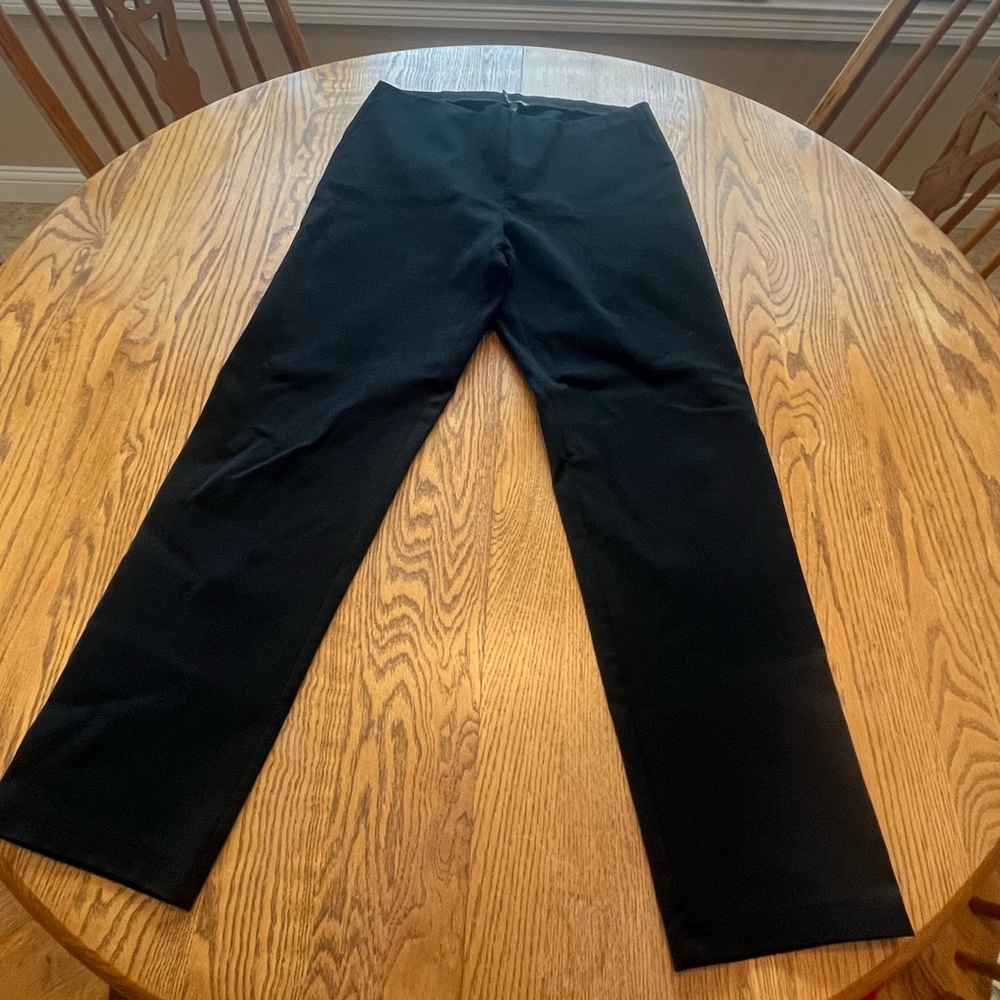 Eileen Fisher Black Stretch Straight Leg Pants Career Office Pull On S Casual